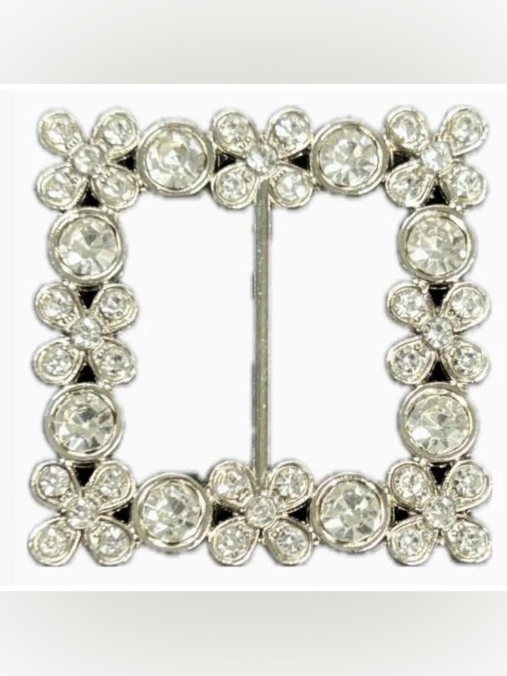 BRAND NEW WITH TAGS Crystal Floral Square T-Shirt Tie Ring